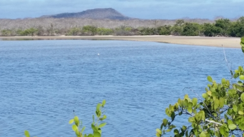 Land locked lake where Flamingos live